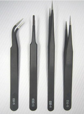 金属黑色静电镊子 ESD镊子 静电夹子 静电镊子ESD-11