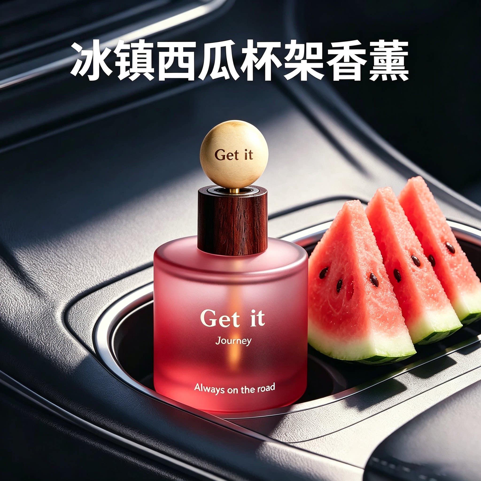 西瓜味车载香薰汽车杯架摆件冰镇西瓜车内除异味香水淡水果味香氛