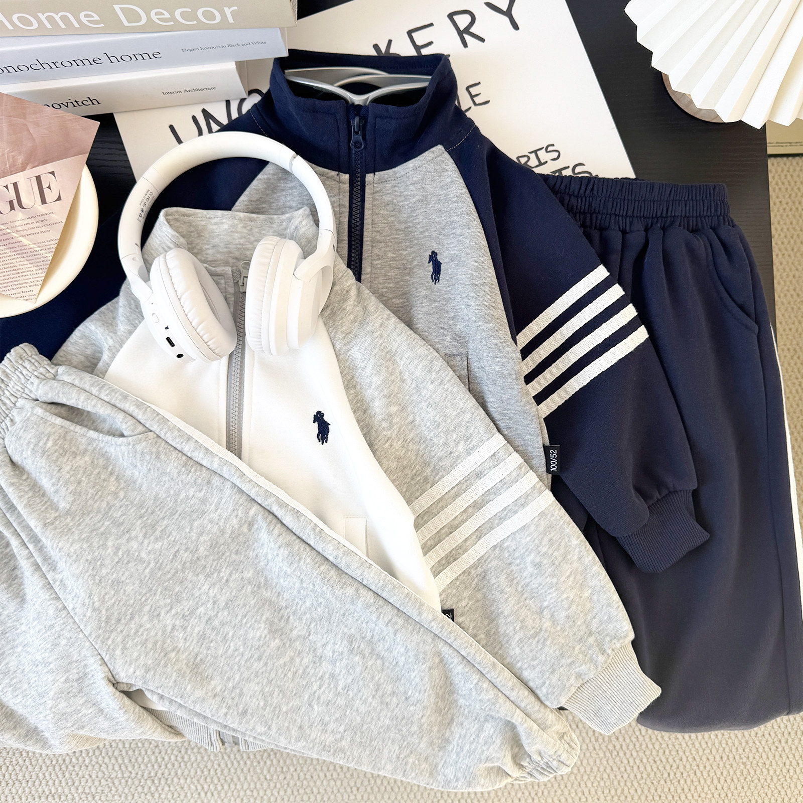 儿童开衫卫衣卫裤两件套2026春秋男童洋气运动套装学生休闲拉链衫