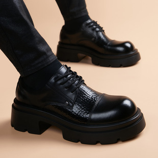 2026春季新款厚底增高皮鞋男士年轻款商务正装休闲潮流英伦时尚鞋