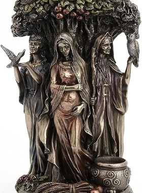 进口爱尔兰Danu三女神铜像 凯尔特神话Tuatha De Danann冷铸雕像
