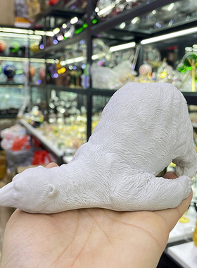 水晶球底座球拖 北极熊树脂工艺品底座 乡村田园慵懒小熊桌面摆件