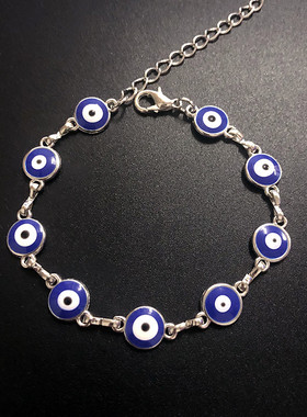 跨境手链欧美邪恶魔之眼手链ins简约学生蓝眼睛饰品