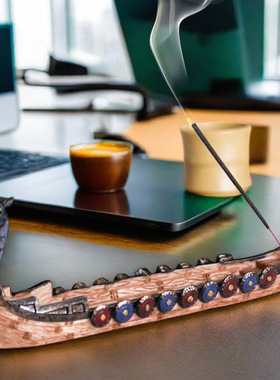 复古龙舟香插香炉新中式龙年摆件室内家居一帆风顺帆船装饰工艺品