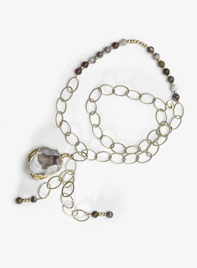 进口设计师德鲁兹玛瑙撒哈拉金项链