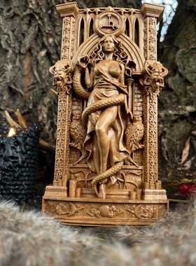 进口手工雕刻手工实木Lilith莉莉丝雕像 暗黑女神摆件