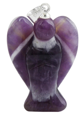 跨境新品天然水晶玉石天使雕刻吊坠工艺品天使水晶石项链吊坠