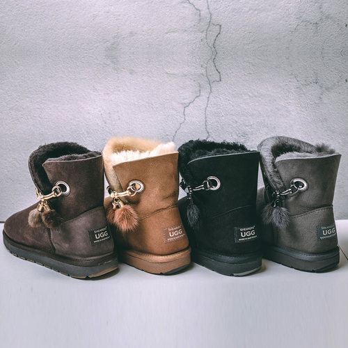 羊皮毛一体金属扣雪地靴