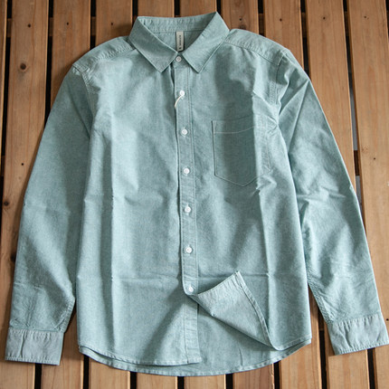 日系复古纯色简约百搭宽松休闲肌理感牛津纺长袖衬衫男春秋新款潮