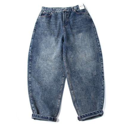 潮男裤子重磅阿美咔叽美式复古日系纯棉做旧宽松锥形嘻哈牛仔裤男