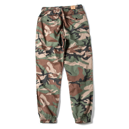 户外休闲裤男夏季薄款速干束脚工装长裤潮日系抽绳松紧腰迷彩裤子
