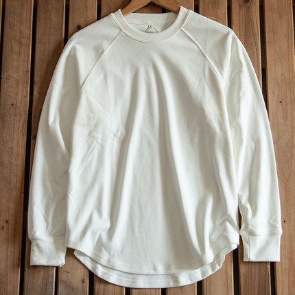 美式复古双面德绒宽松圆弧下摆保暖打底衫休闲插肩长袖T恤卫衣男