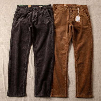 阿美咔叽美式复古日系灯芯绒弹力宽松直脚男式休闲长裤百搭工装裤