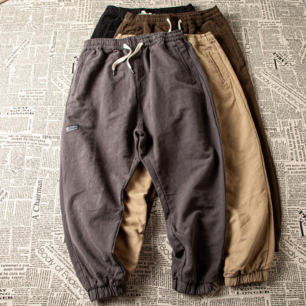 阿美咔叽春秋季束脚休闲裤男士简约百搭潮流宽松基础款工装长裤子