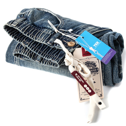 重磅牛仔裤男美式复古日系秋季纯棉做旧长裤宽松直筒松紧腰休闲裤