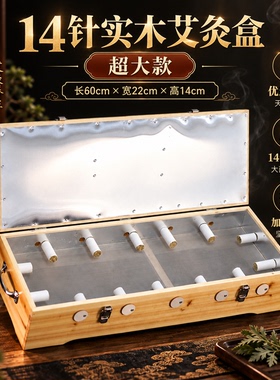 实木制14针艾灸盒背部经督脉