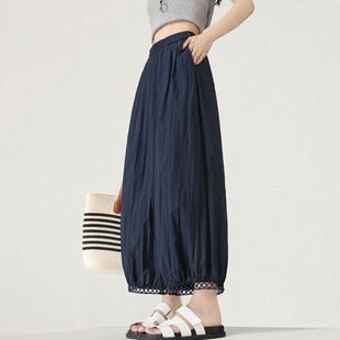 哈伦灯笼裤女夏2026薄新款高腰小个子裙裤九分新中式山本花苞裤子