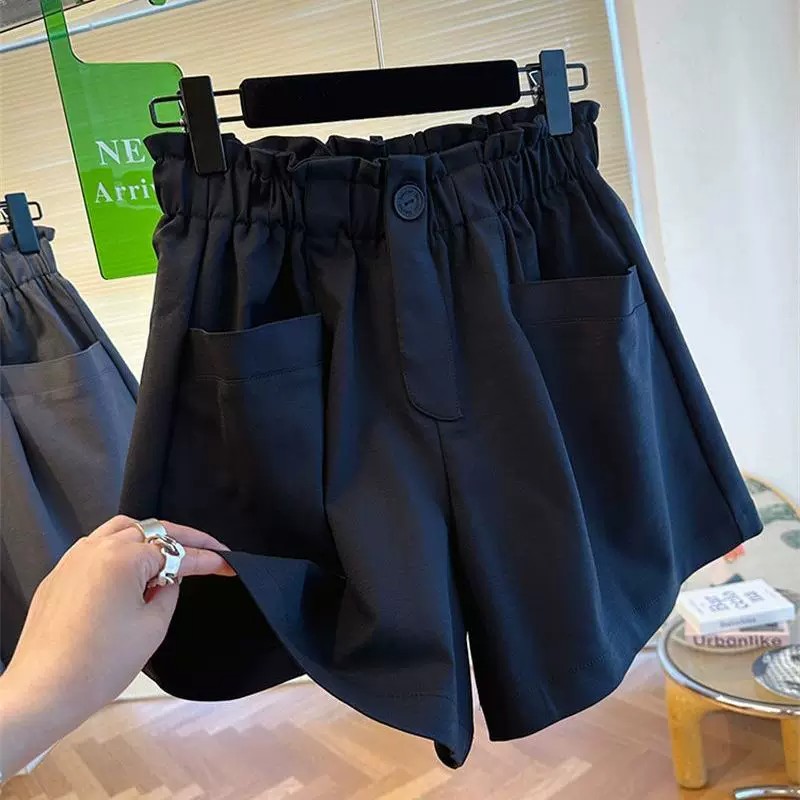 梨形身材短裤女夏季薄款大码胖妹妹高腰宽松显瘦阔腿五分休闲裤子