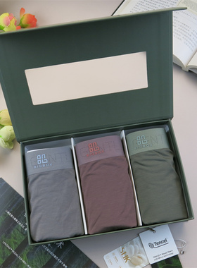 三条装陛戈男士内裤舒适适莫代尔透气平角裤桑蚕丝亲肤裤头BG9366