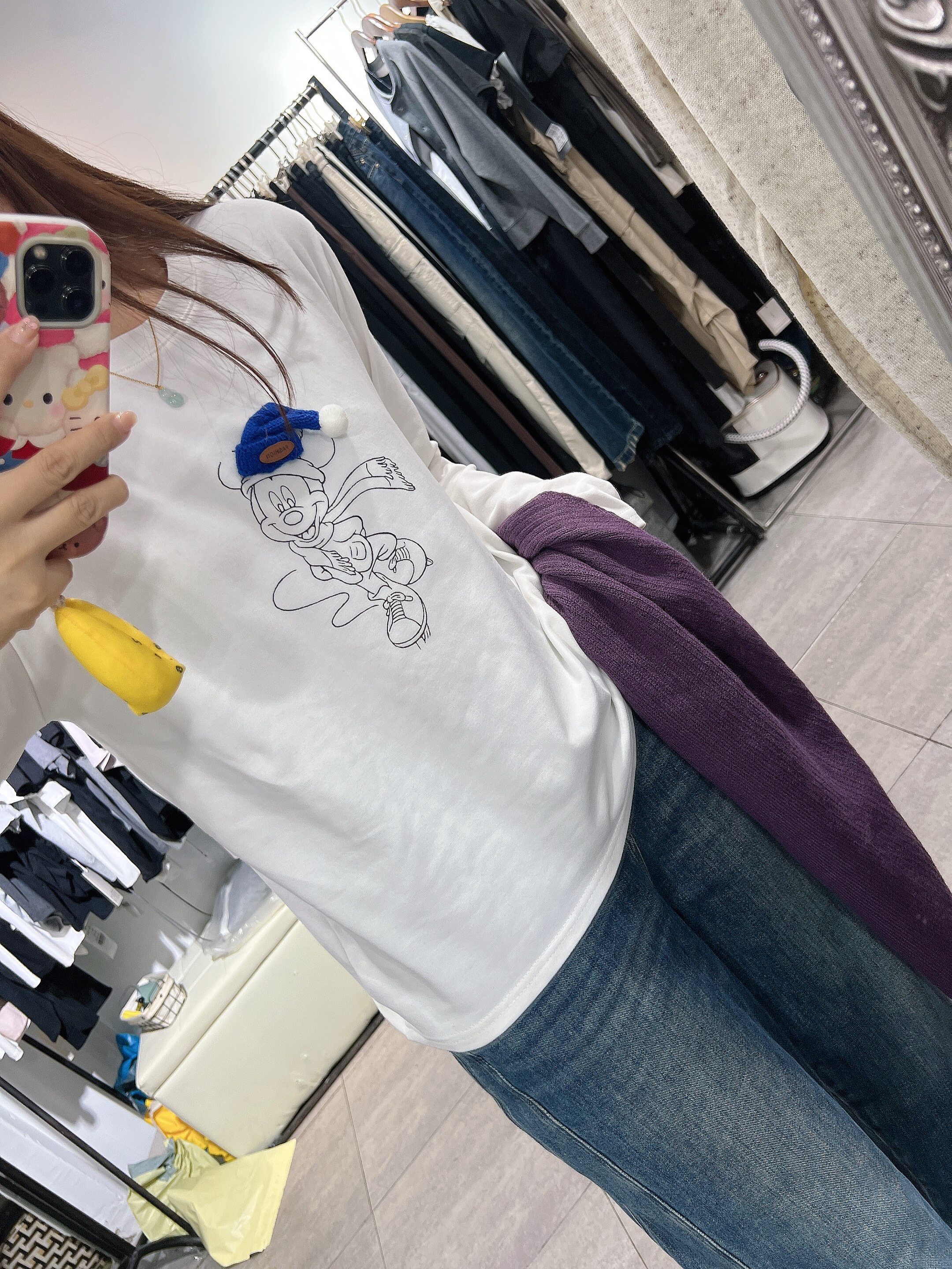 2025秋款韩版显瘦百搭休闲长袖米奇T恤女设计感上衣圆领打底衫