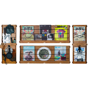 木质挂墙杂志架书架复古创意唱片展示架置物架谢斯蒂make