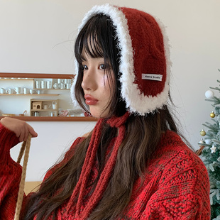 韩系毛绒贴布针织绑带耳罩女秋冬季新款氛围感护耳保暖防寒耳捂子