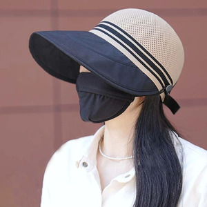 2026新款春季防晒可扎马尾渔夫帽子女镂空透气大檐遮阳太阳帽百搭