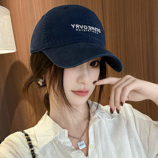 韩版学院风字母刺绣棒球帽子女休闲防晒宽檐大头围鸭舌帽男款潮牌