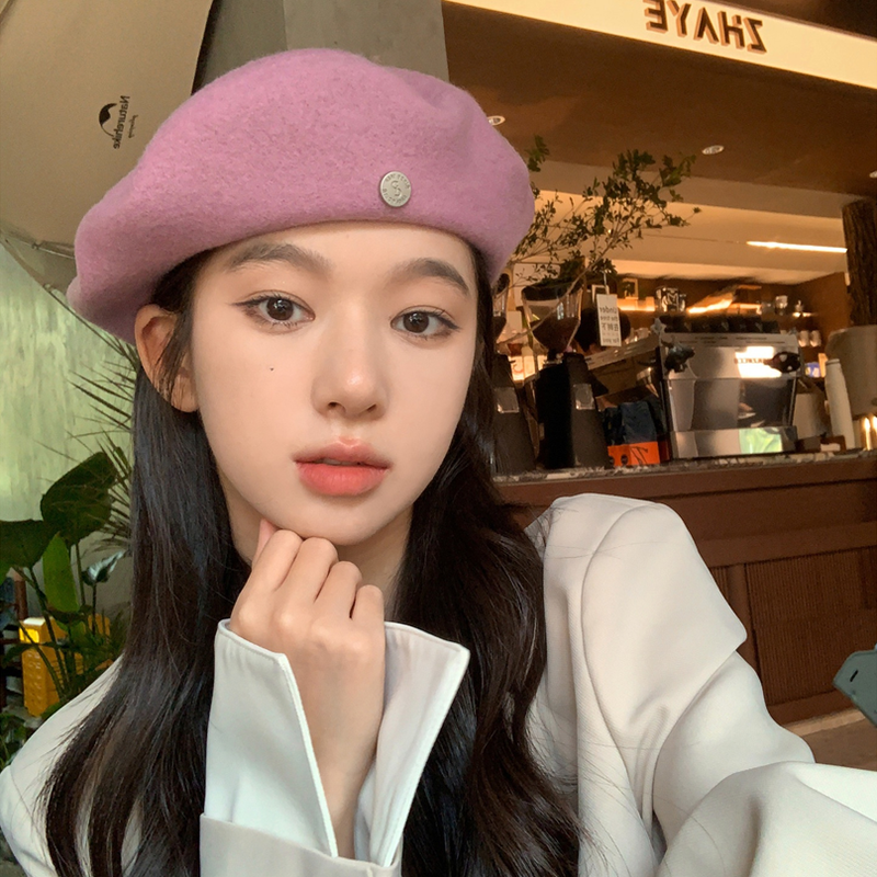 春秋季高品质毛呢贝雷帽子女休闲百搭英伦风蓓蕾帽经典复古画家帽