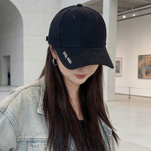 大头围帽子女韩系百搭硬顶鸭舌帽春季刺绣宽檐百搭休闲棒球帽男款