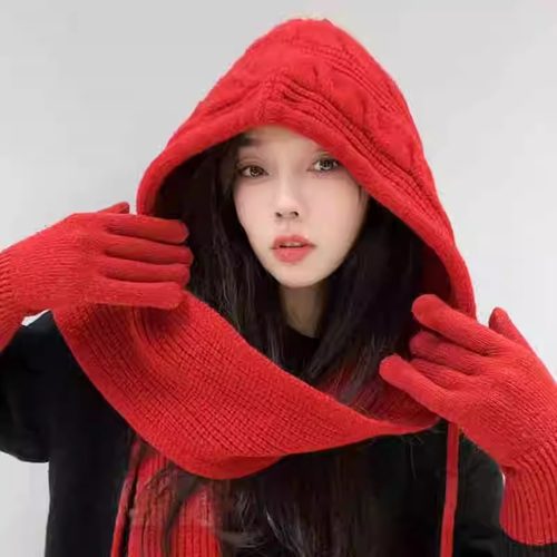 红色巴拉克拉法帽户外骑车护耳冬