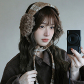 韩国2025新款 系带护耳耳捂子女 小众羊羔毛保暖耳罩长款 秋冬季 时尚