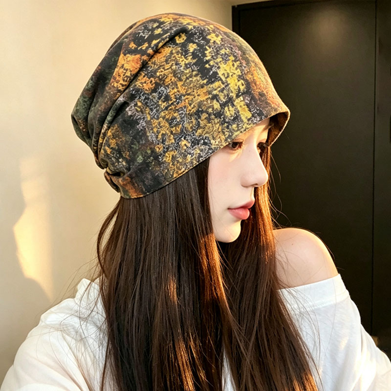 日系扎染双面堆堆帽显脸小女款