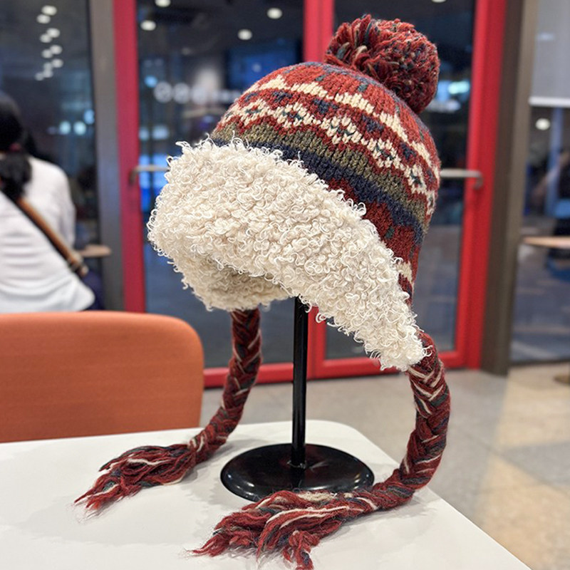 费尔岛复古绑带毛球针织帽子女冬季加厚保暖护耳包头帽百搭雷锋帽,服饰配件/皮带/帽子/围巾,帽子,淘宝优惠券,粉丝福利购,淘宝优惠卷