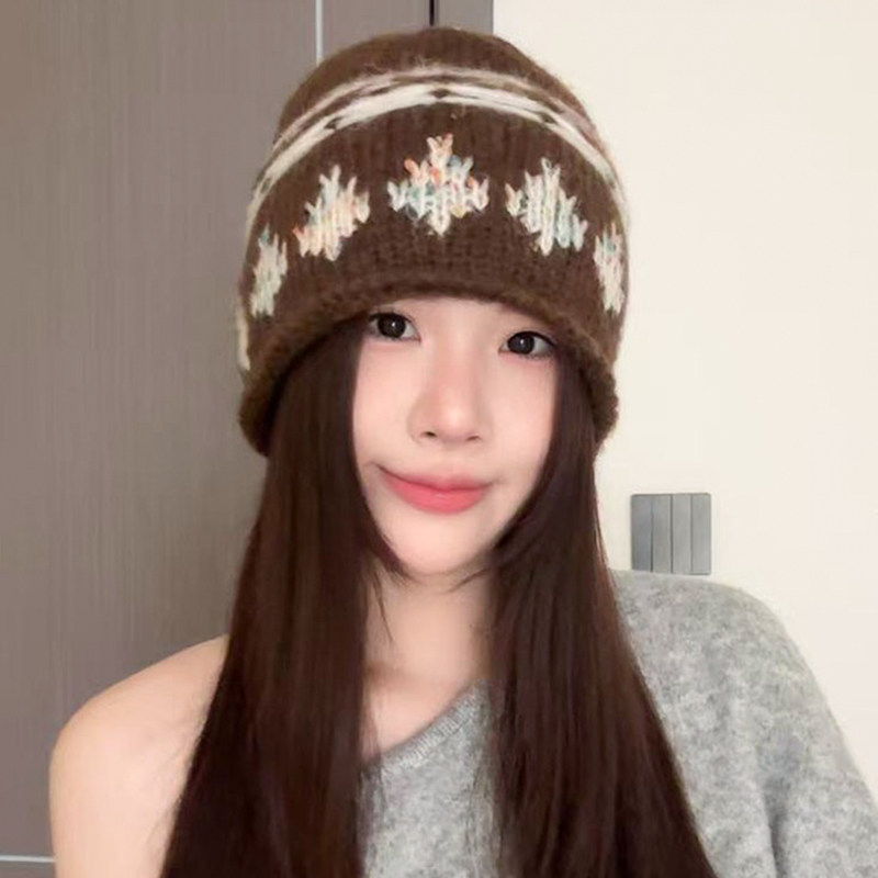 费尔岛提花针织帽子女冬季含羊毛保暖显脸小毛线帽护耳防寒毛线帽,服饰配件/皮带/帽子/围巾,帽子,淘宝优惠券,粉丝福利购,淘宝优惠卷