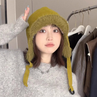 韩版遮耳朵保暖毛呢飞行员帽子女雷锋帽加厚双面戴显脸小包头帽冬