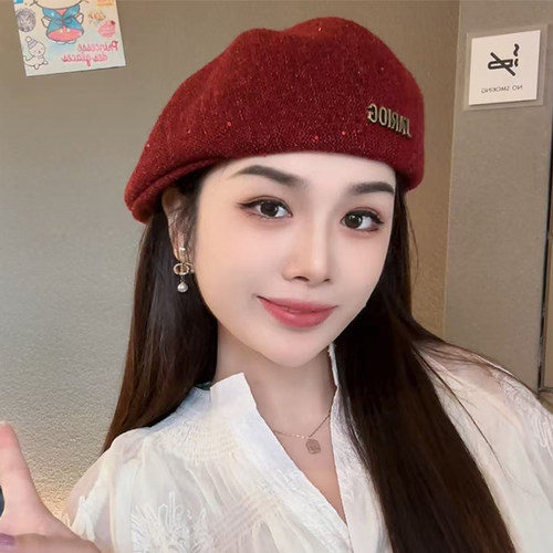 显脸小反戴贝雷帽定型百搭画家帽