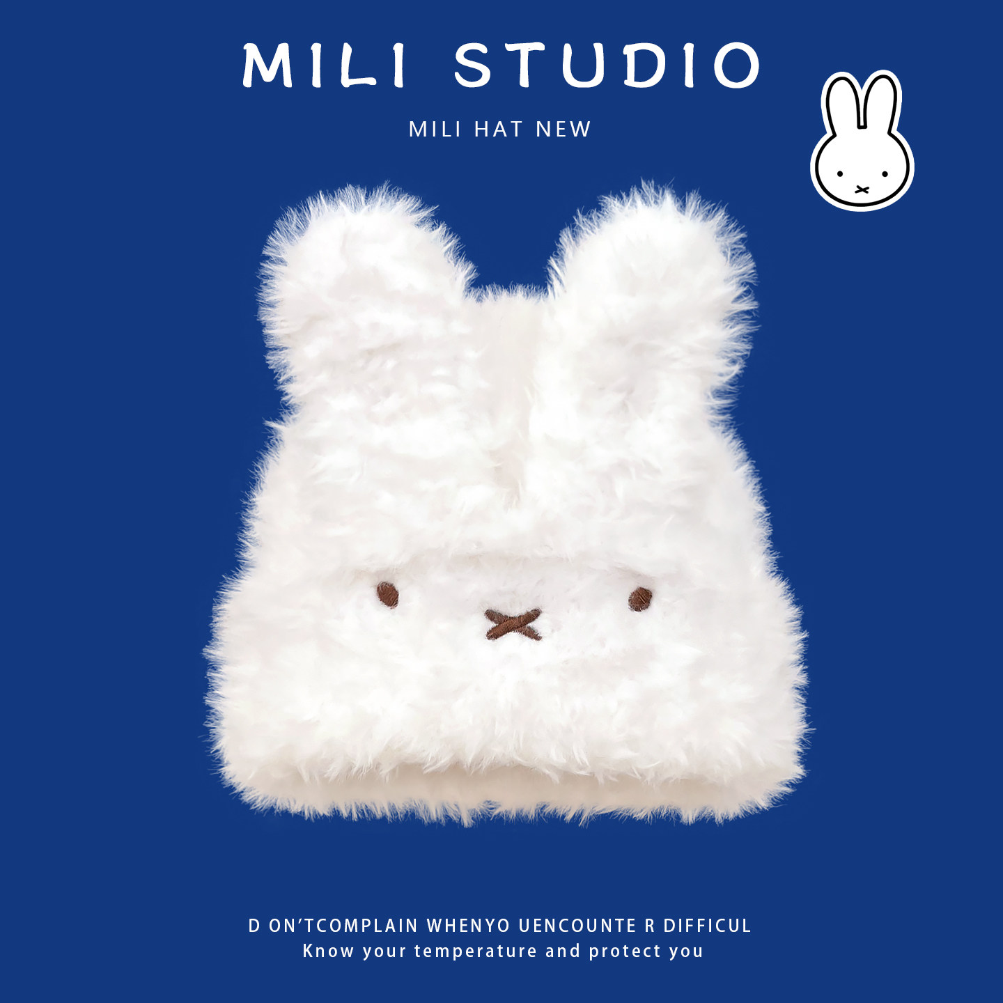 可爱毛绒米菲兔耳针织帽子女冬季2025新款加厚保暖护耳防寒毛线帽,服饰配件/皮带/帽子/围巾,帽子,淘宝优惠券,粉丝福利购,淘宝优惠卷