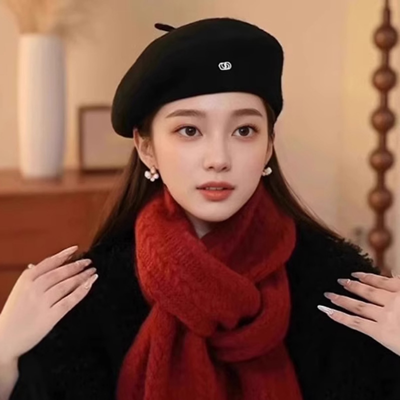 2025春秋季羊毛呢百搭贝雷帽子女法式显脸小蓓蕾帽气质休闲画家帽