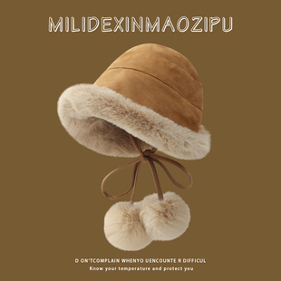 帽子女冬季 加绒渔夫帽保暖棉帽防风护耳雷锋帽女秋冬毛绒盆帽 新款