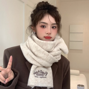 羊毛围巾冬季女生2025新款情侣韩系百搭围脖冬天高级感保暖护颈潮