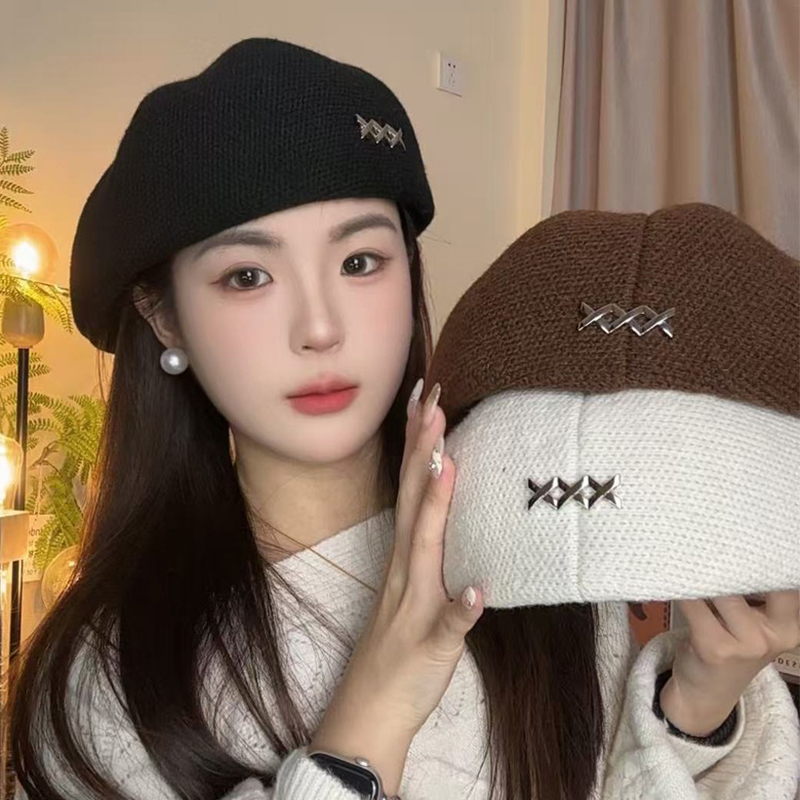 贝雷帽子女秋冬韩系百搭毛呢保暖