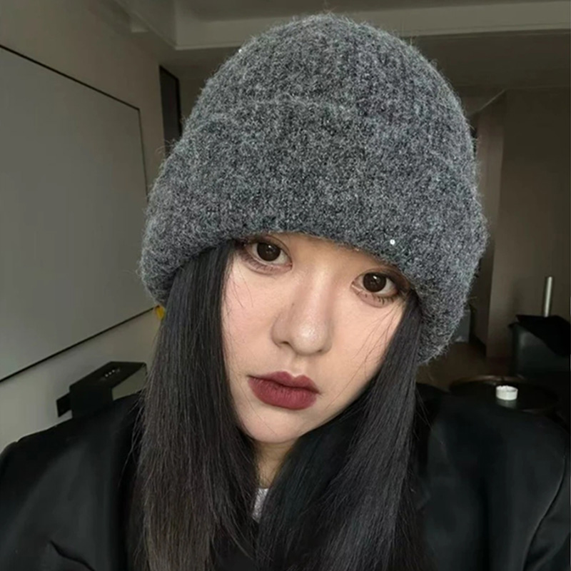 秋冬季氛围感羊毛混纺毛线帽子女