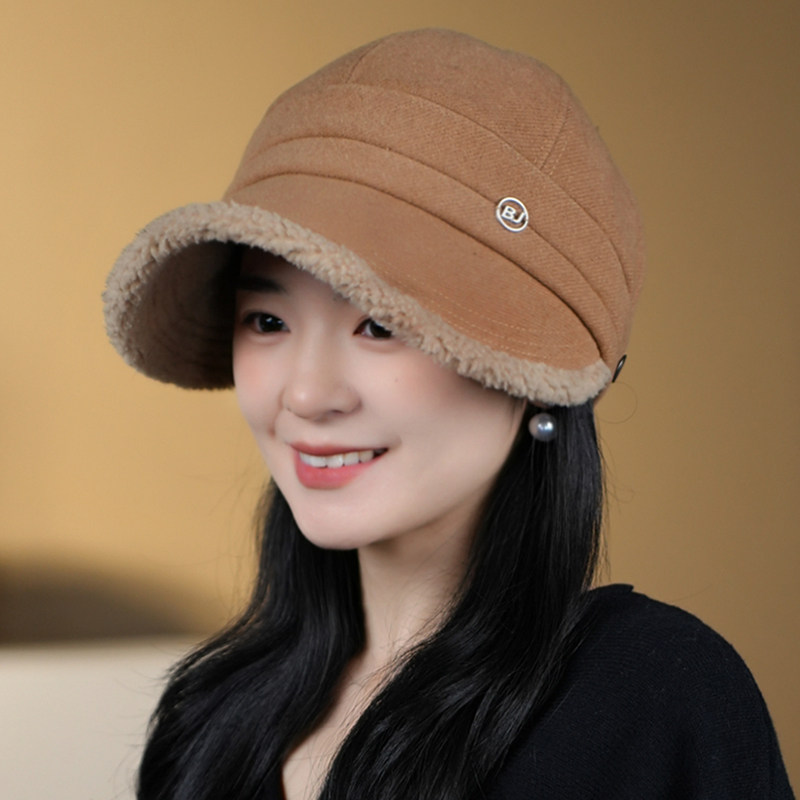 2026新款羊羔毛保暖渔夫帽子女