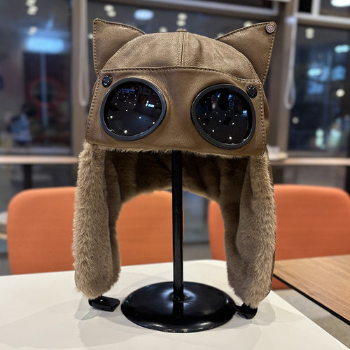 冬季皮质加绒保暖防寒雷锋帽子女