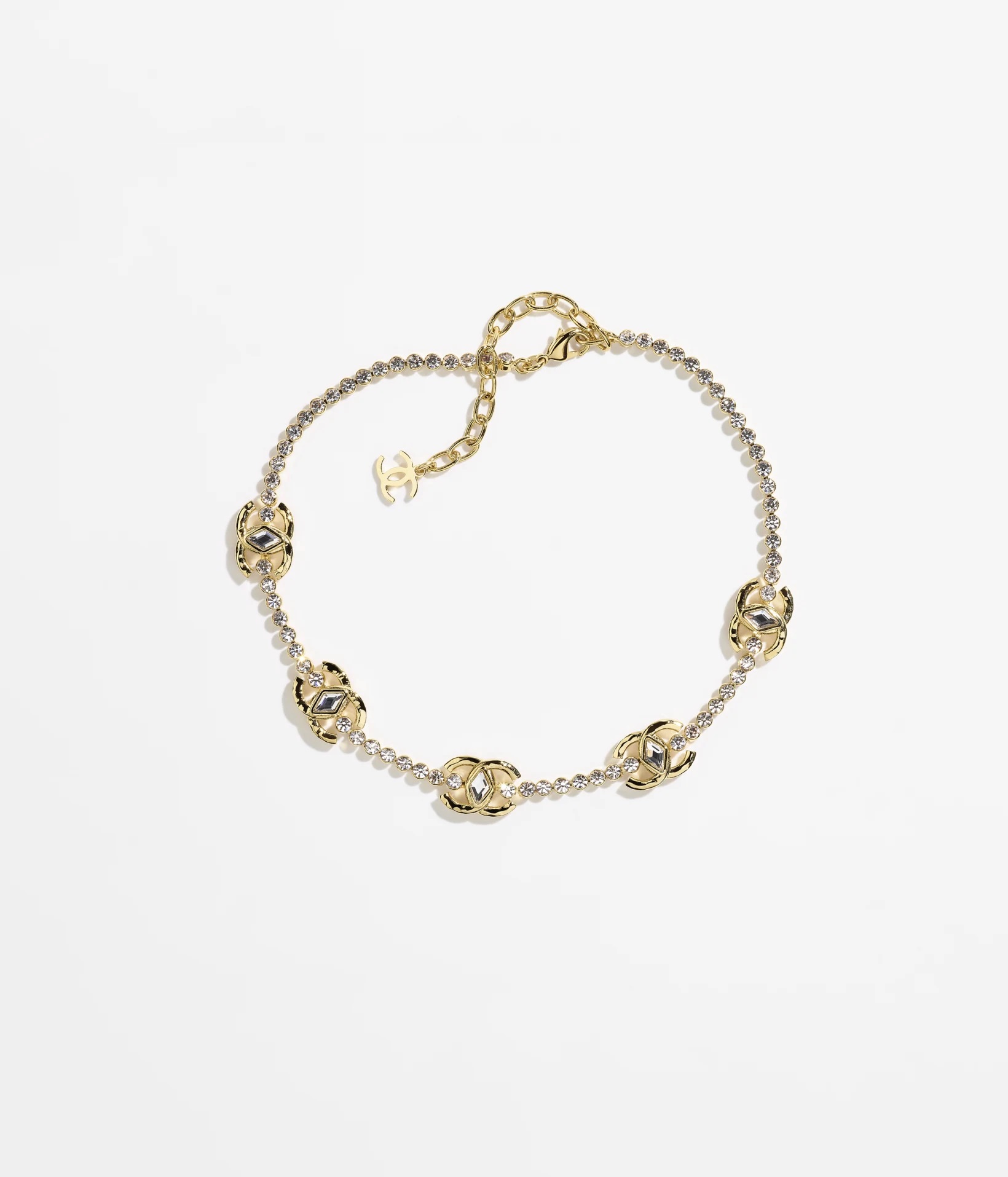 阿段代购 2023新款正品 CHANEL/香奈儿 水晶镶钻logo颈链 AB9925