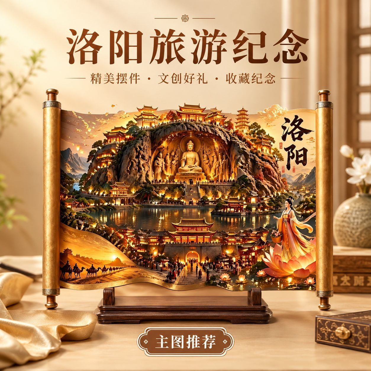 洛阳地标金属浮雕冰箱贴纪念品图片