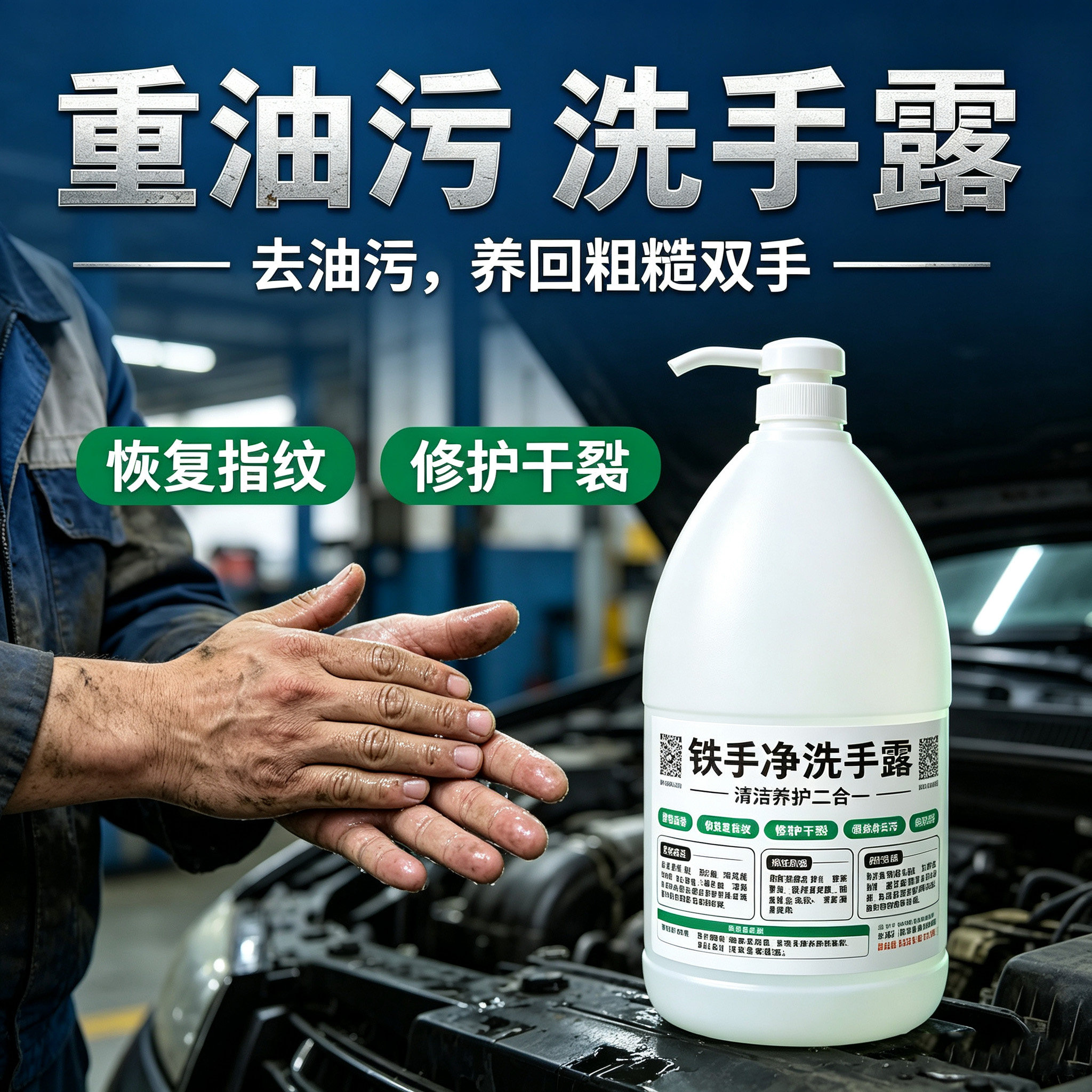 铁手净成人重油污修复干裂洗手液