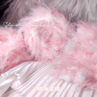 手混线【奶油蜜桃】渐变粉软萌diy手编围巾特色毛线团手作包配线