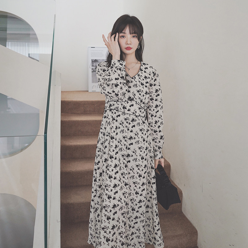 2022新款现货高腰显瘦碎花连衣裙166-8679P115K168图片